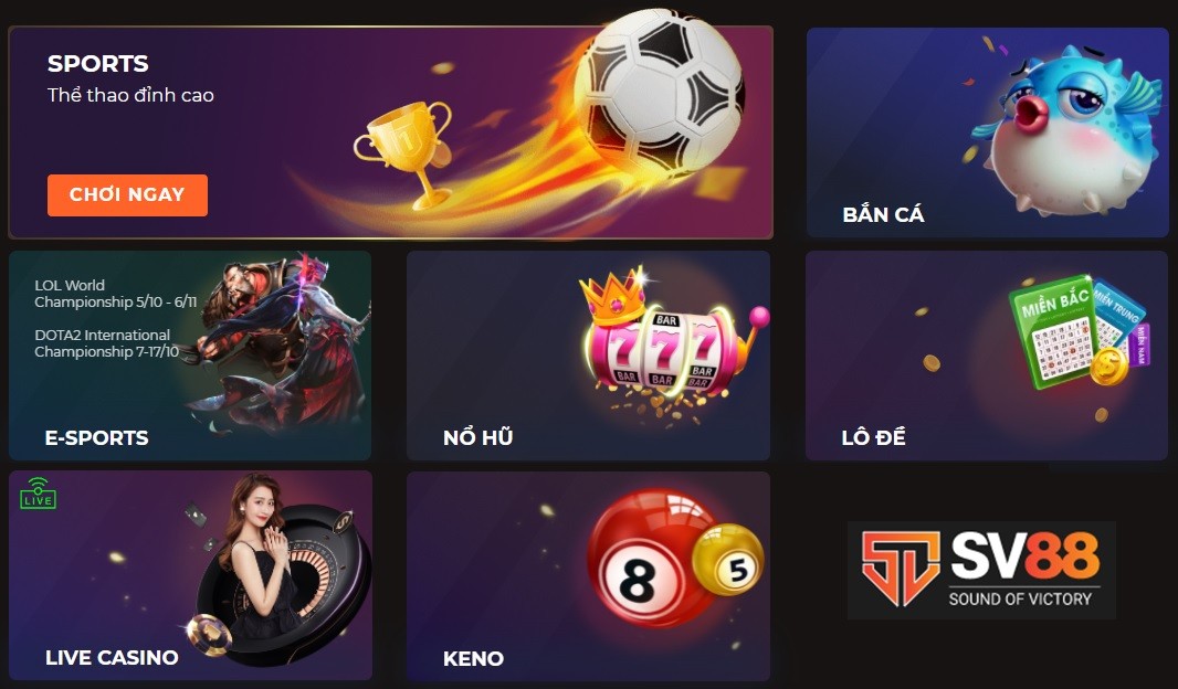 Những hạng mục cá cược hàng đầu tại Sv88